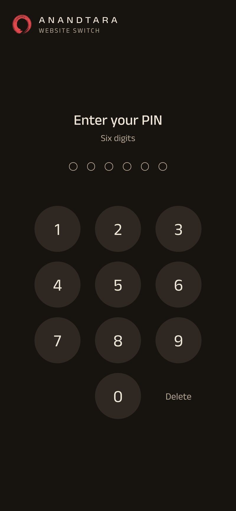 Anandtara website switch app asking for a six-digit PIN